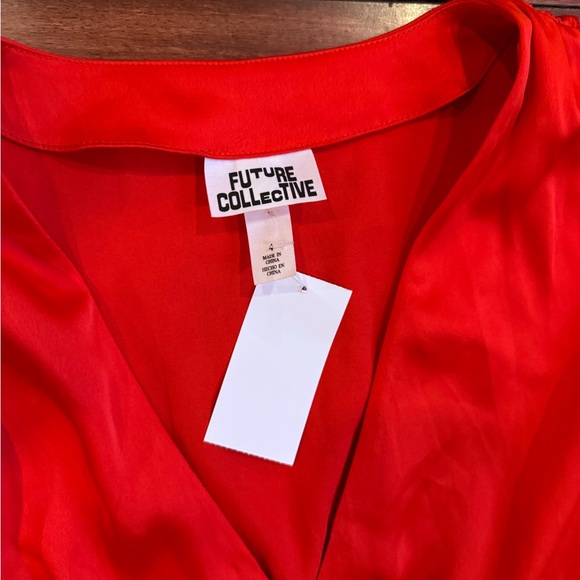 Women's Long Sleeve Rosette Mini Dress - Future Collective Red 4 - Picture 5 of 8